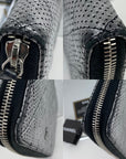Chanel Perforated Silver Metallic Lambskin Quilted Zip Around Wallet Clutch