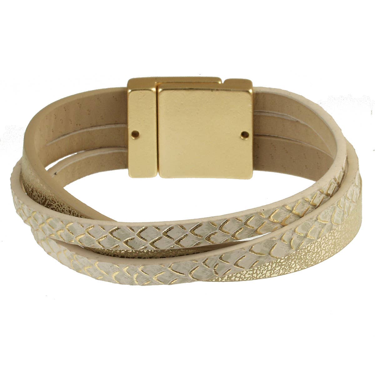 Crisscross bracelet in leather and vegan leather
