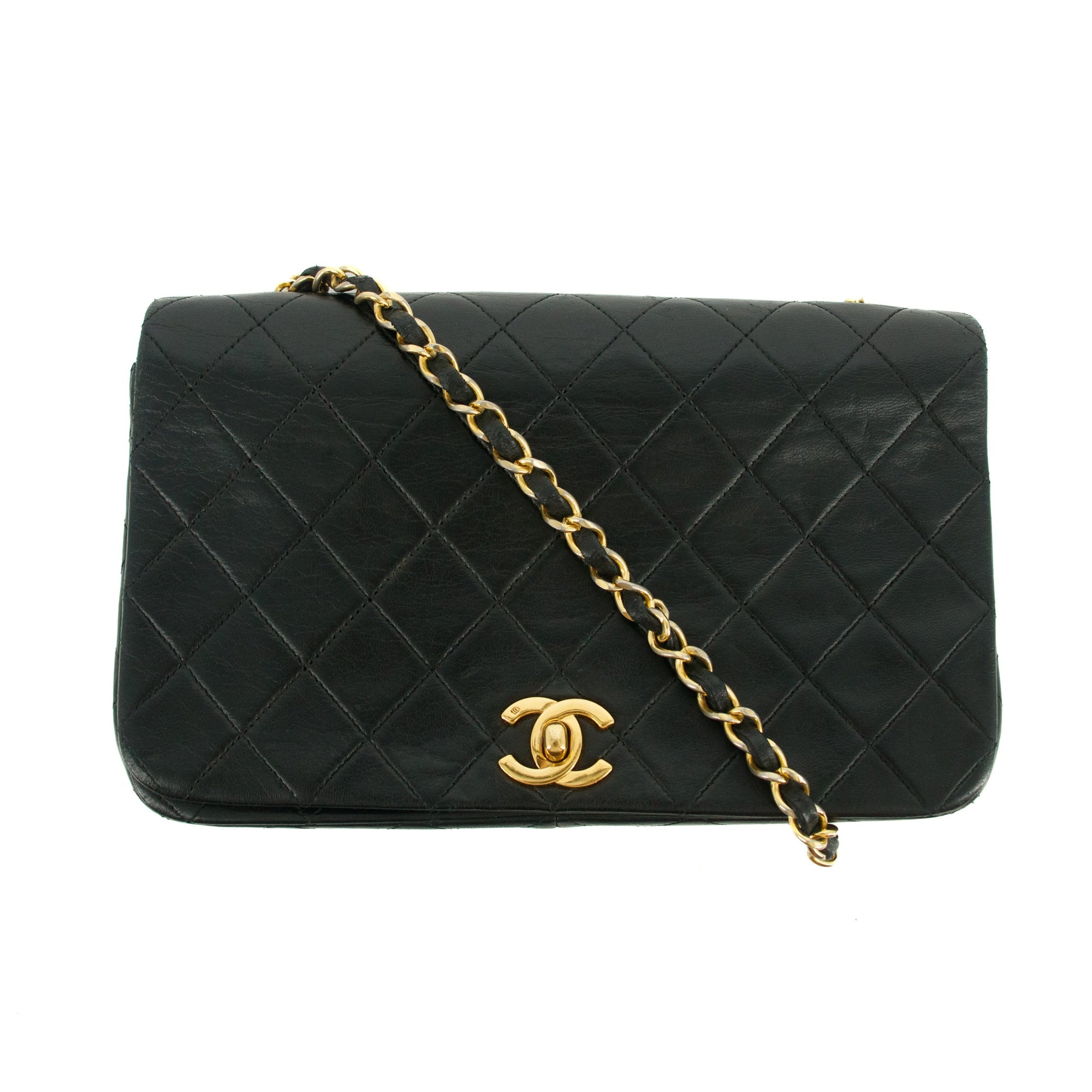Chanel Matelasse Lambskin Black Single Flap Shoulder Bag 