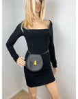 Bottega Veneta Palmellato Calfskin Rounded Black Belt Bag