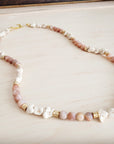 Frosted Sunstone & White Turquoise Long Layering Necklace 262o