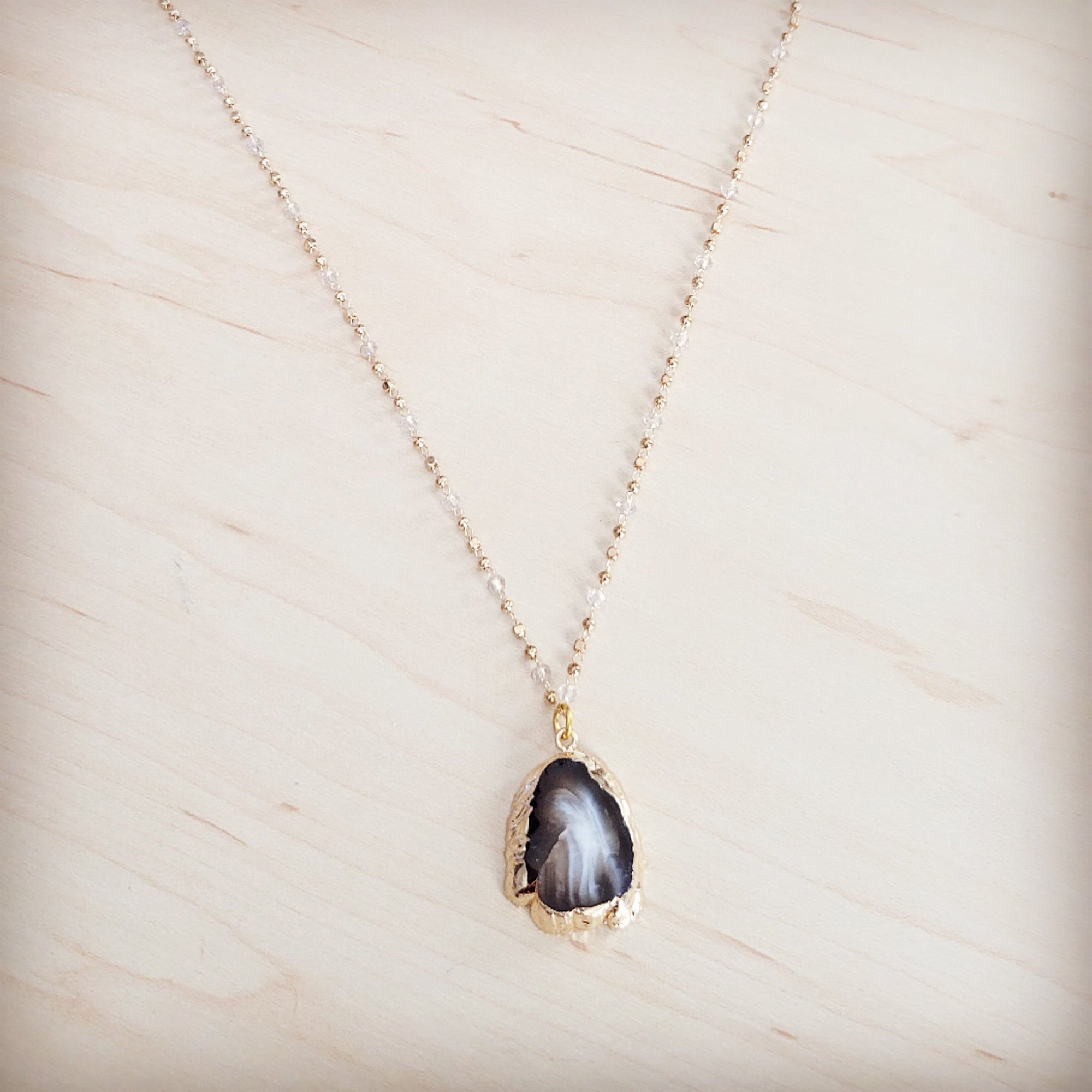 Gilded Black Agate Necklace 257ma