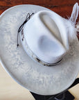 Hand-Painted Python Boho Western Cowgirl Hat & Band-Silver 987f