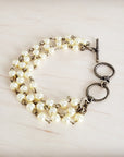 Champagne Pearl Triple Strand Beaded Bracelet 812a