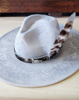 Hand-Painted Python Boho Western Cowgirl Hat & Band-Silver 987f