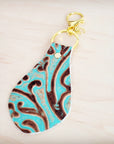 Embossed Leather Key Chain - Cowboy Turquoise 700v
