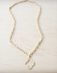 Matte Gold Small Quatrefoil Pendant Necklace 257lh
