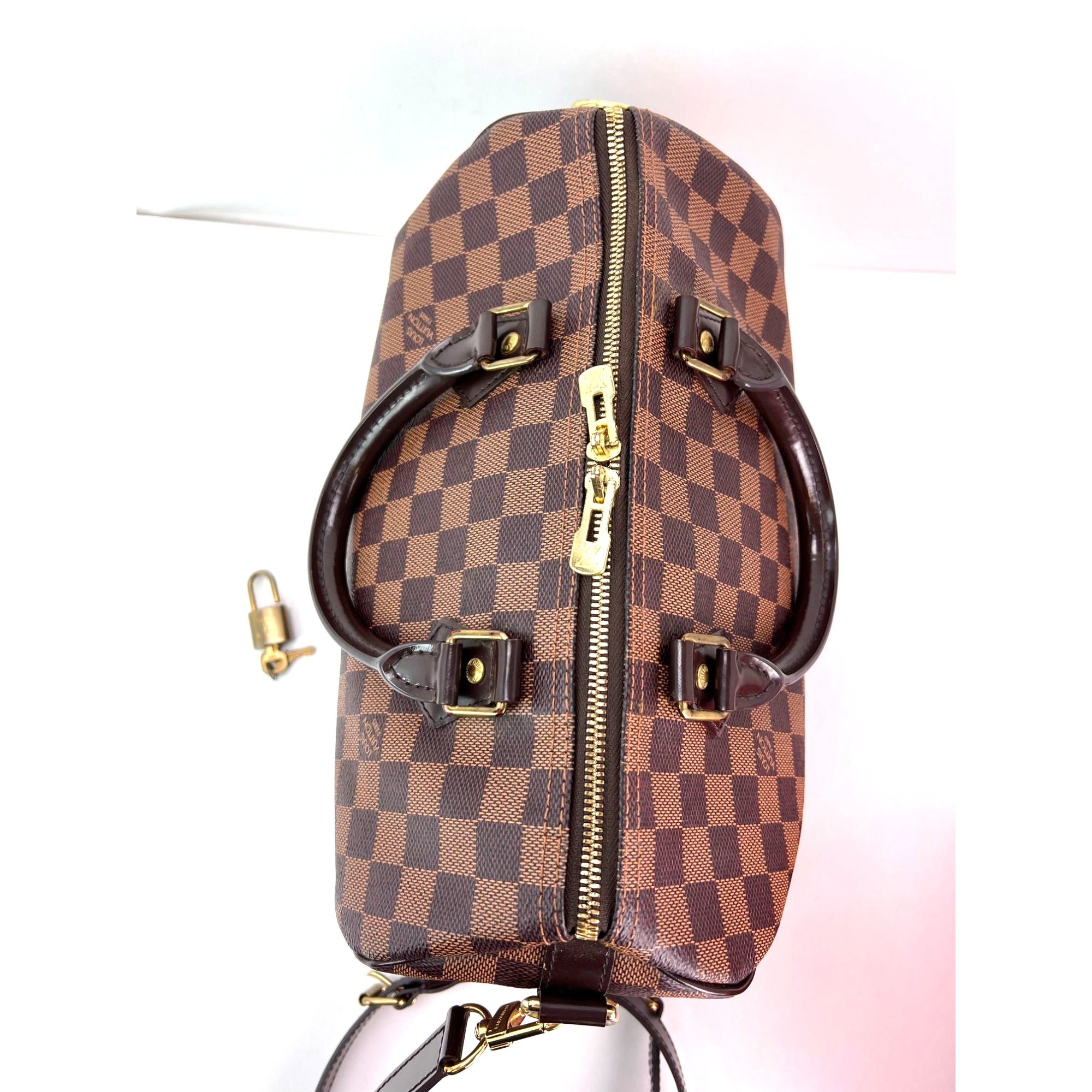 LOUIS VUITTON Speedy 30 Bandouliere Damier Ebene Satchel Hand Bag