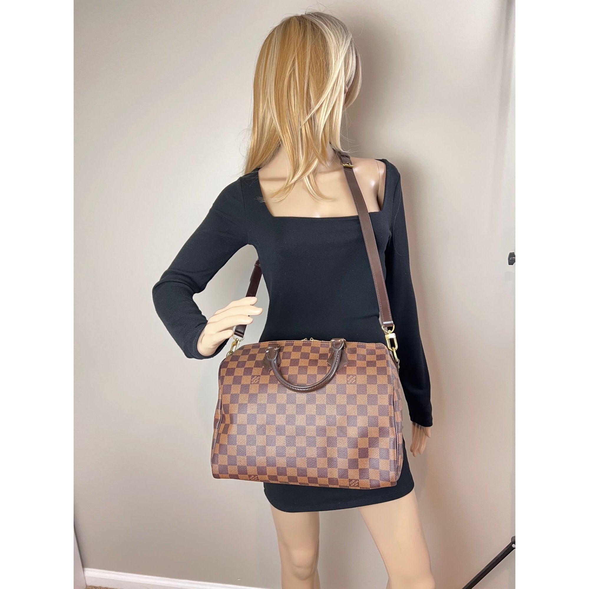 LOUIS VUITTON Speedy 30 Bandouliere Damier Ebene Satchel Hand Bag