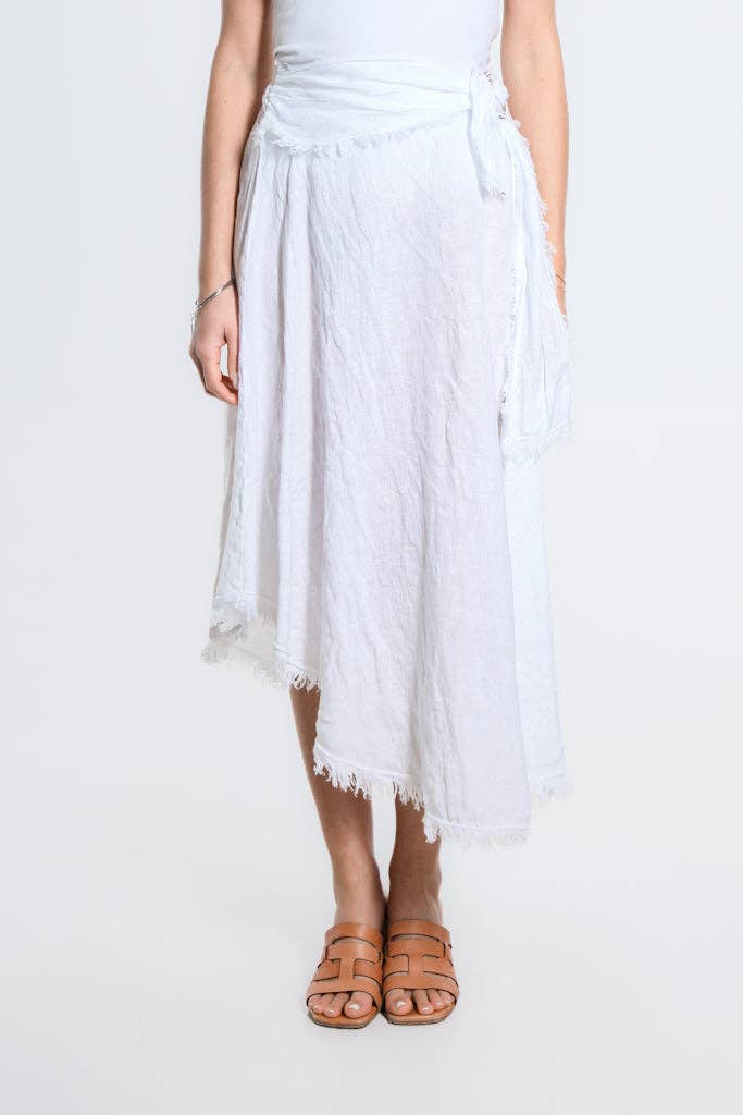 Tina Stephens Maureen Diagonal High Low Linen Skirt SS104