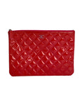 Chanel Patent Quilted Medium Cosmetic Case Dark Pink