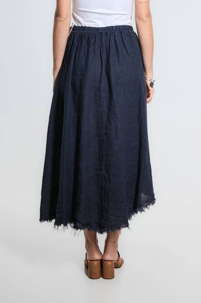 Tina Stephens Maureen Diagonal High Low Linen Skirt SS104
