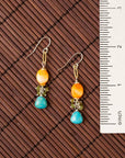 Spiny Oyster and Turquoise Dangle Earrings