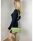 Chanel Calfskin Chevron Quilted Medium Boy Flap Light Green Bag