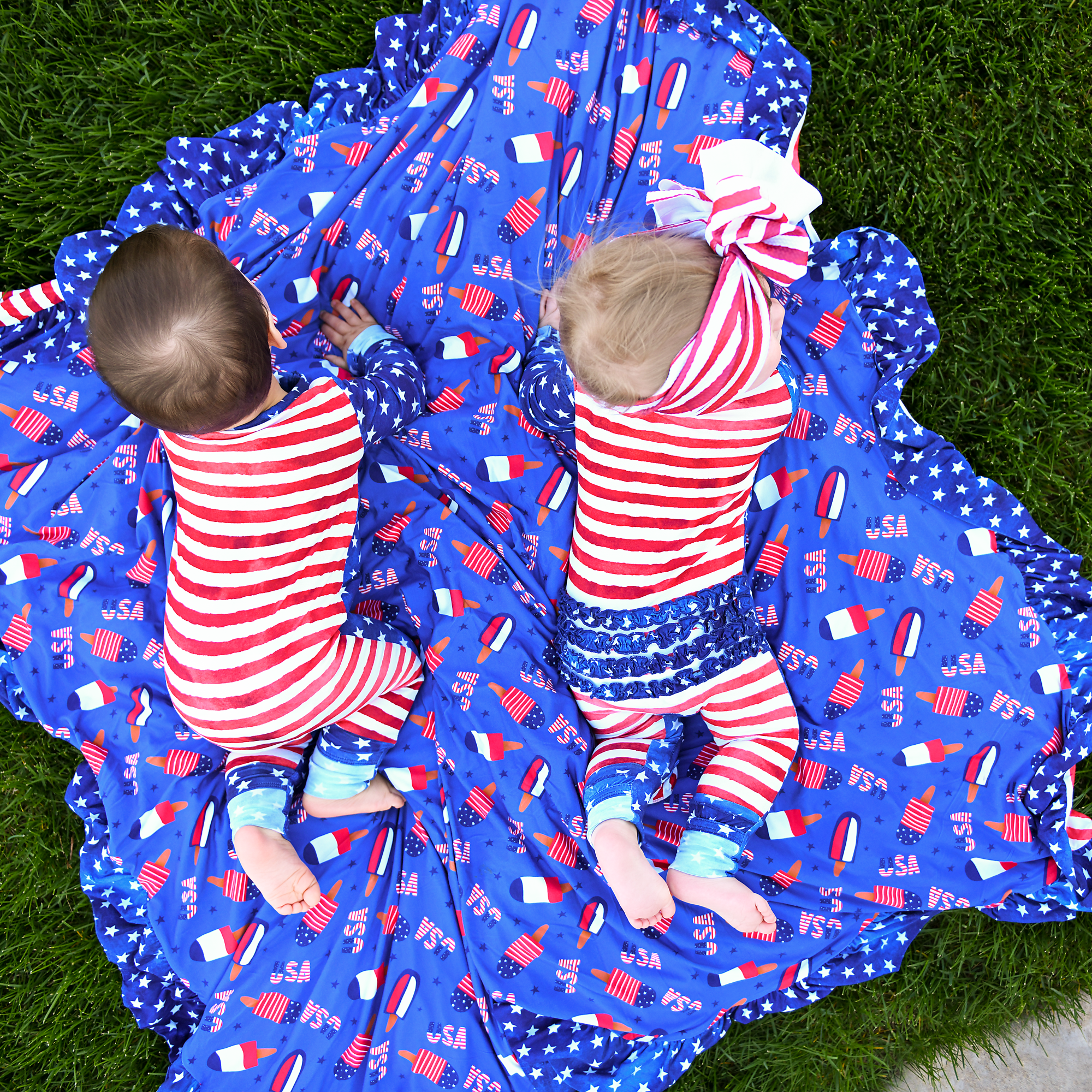 Tie Dye Stars &amp; Stripes Ruffle ZIP