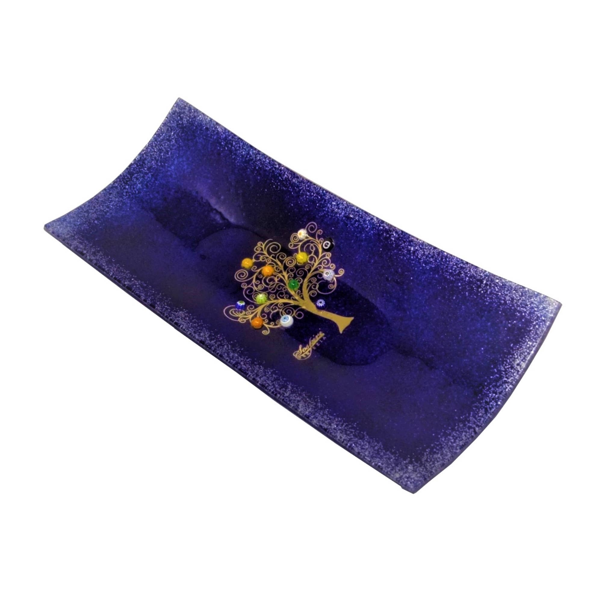 Tree of Life pocket emptying, rectangular blue cm 29x13