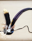 Black/Gold Feather, White Stone & Black Leather Hat Band (Band only) 983g