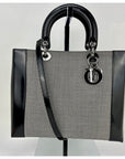 Dior Large Lady Black Patent Leather and Canvas Handbag