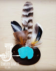 Blue Turquoise, Tan Feather & Leather Hat Band (Band Only) 981a