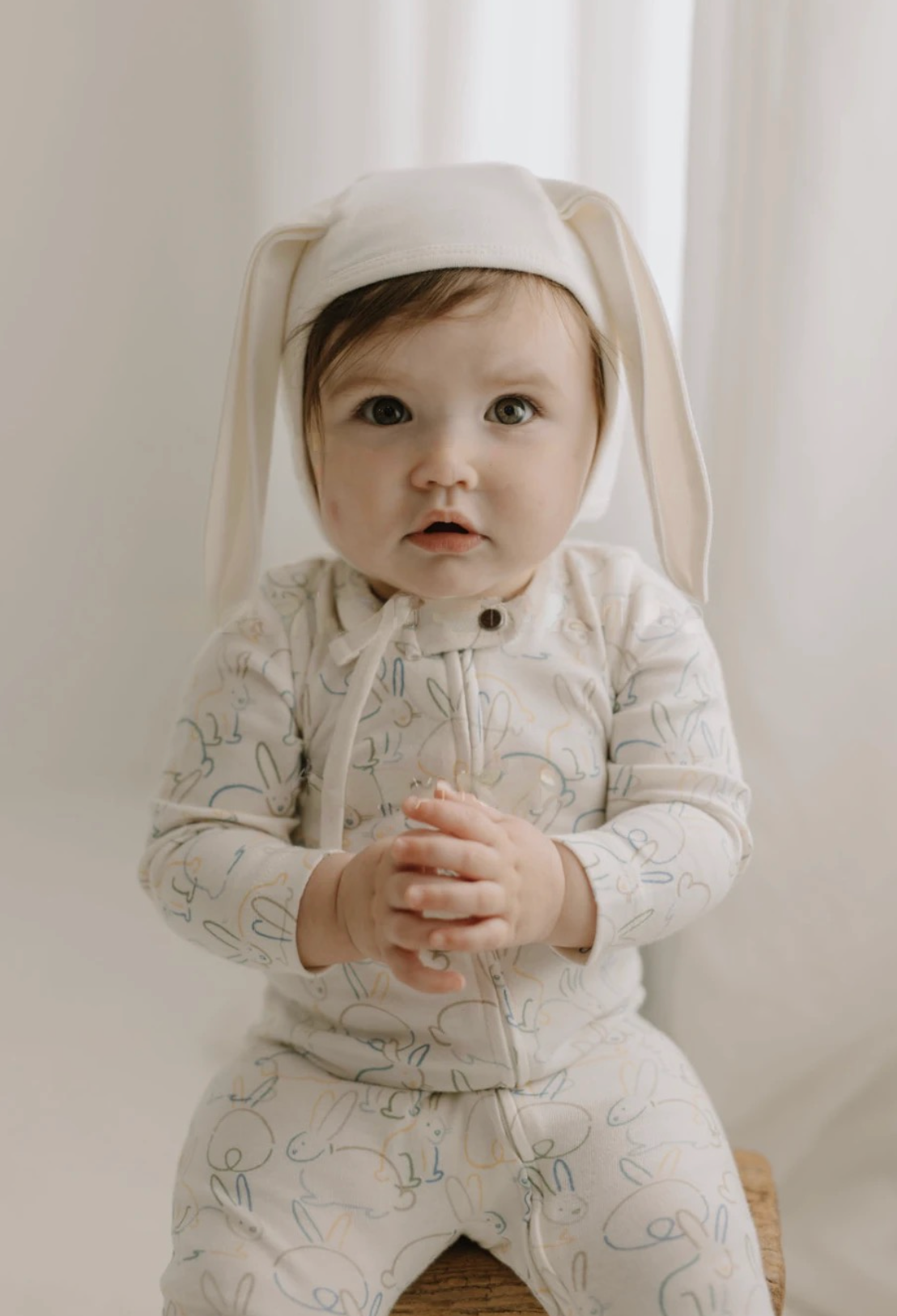 finn + emma Organic Cotton Baby Bunny Ears Bonnet