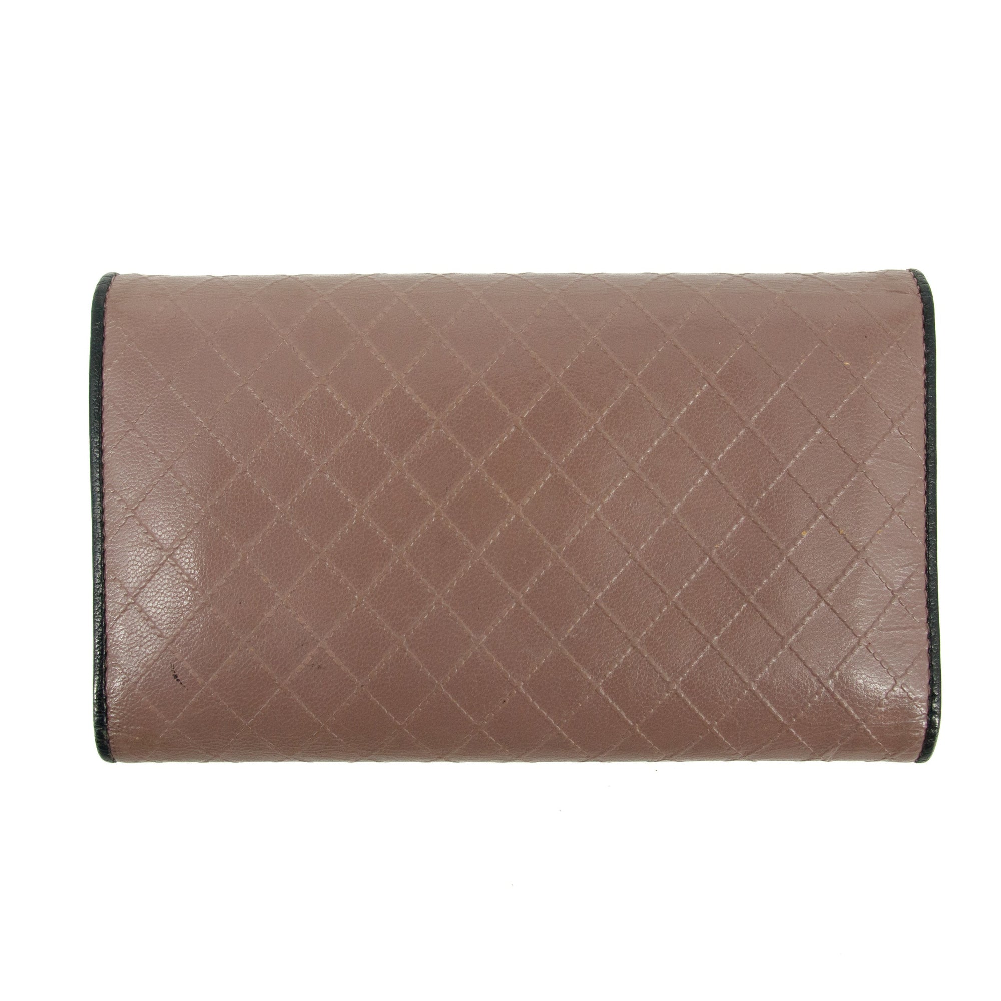 Chanel Matelasse Bicolor Long Trifold Embossed Wallet Pink 