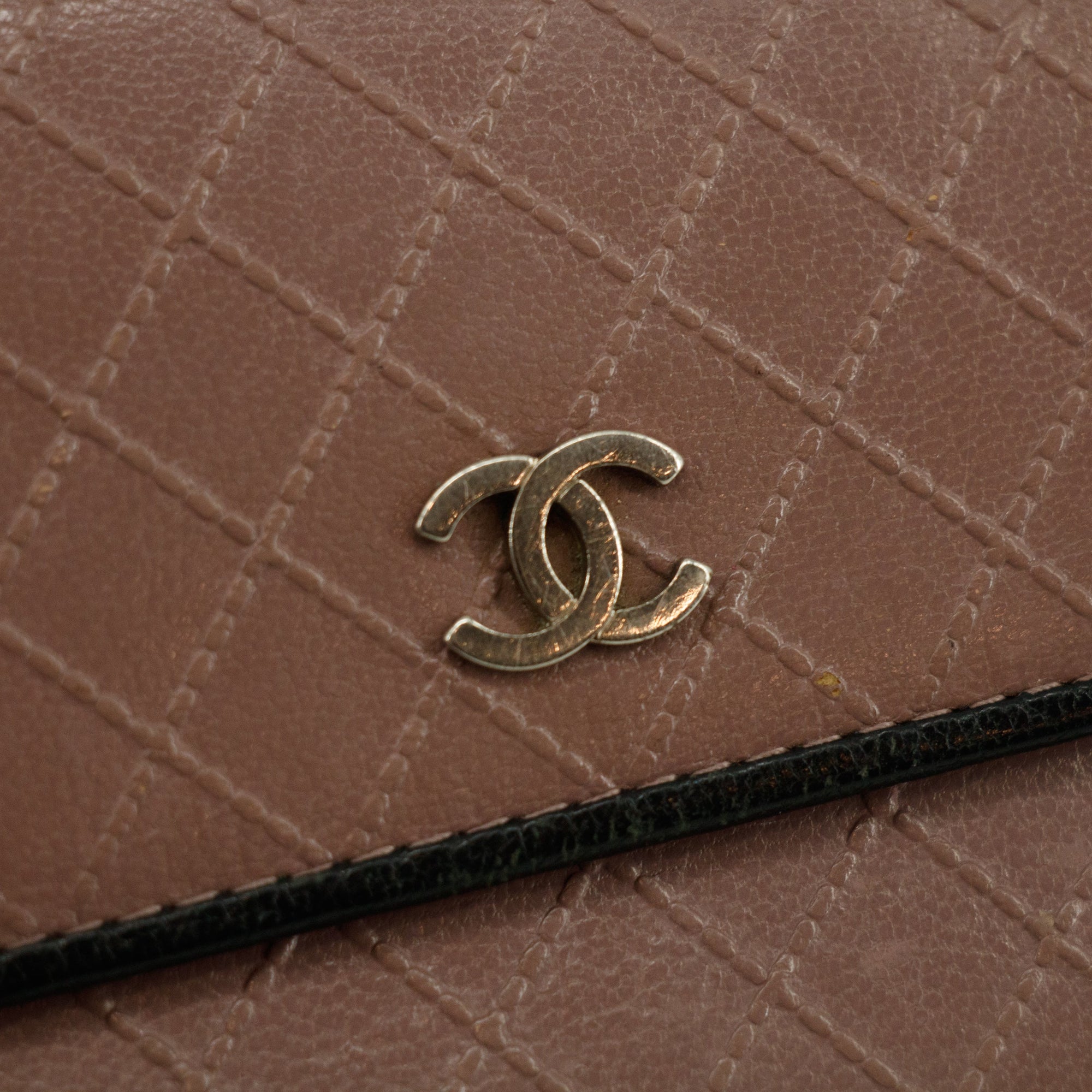 Chanel Matelasse Bicolor Long Trifold Embossed Wallet Pink 