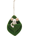 Mouse In Leaf Bed Critter Ornament