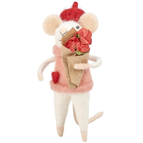 Red Rose Bouquet Mouse Critter Ornament