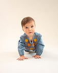 Mud Pie Smocked Denim Baby Bodysuit