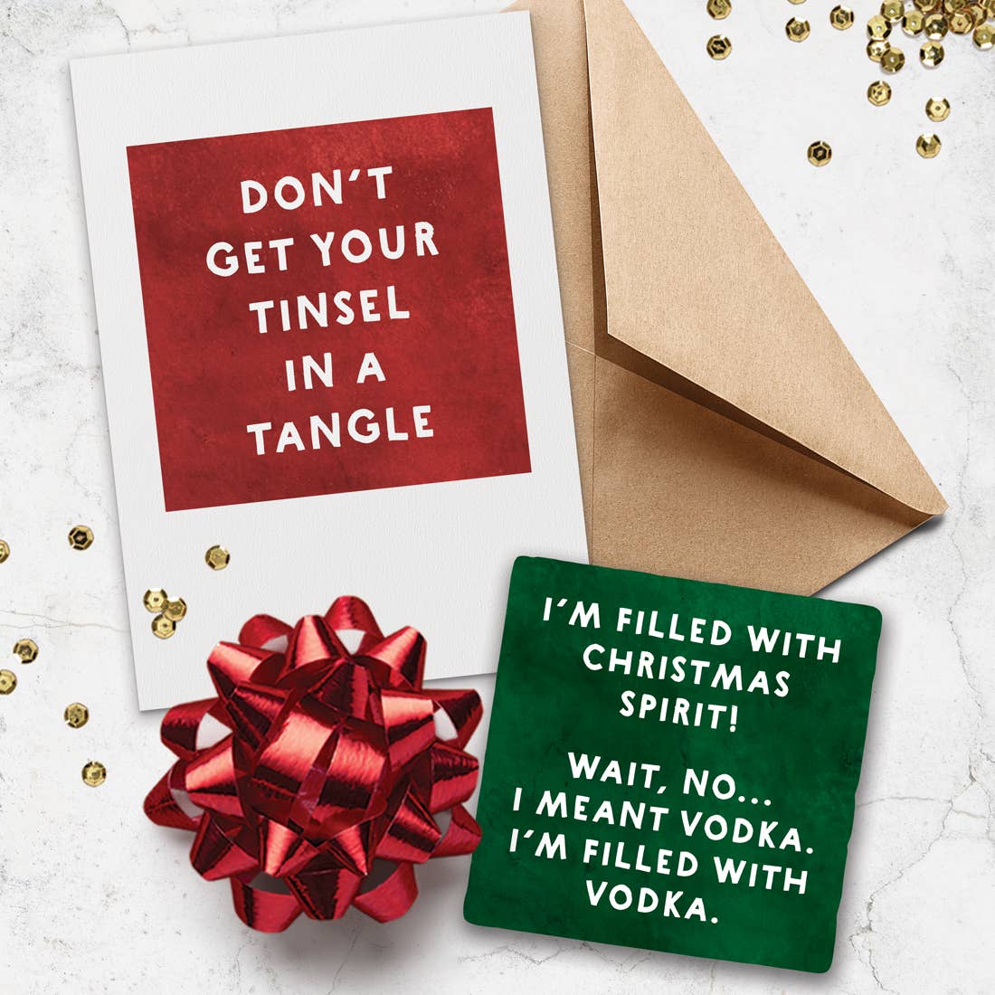 It's All Fun and Games 'Til Santa Checks The Naughty List Marble Coaster