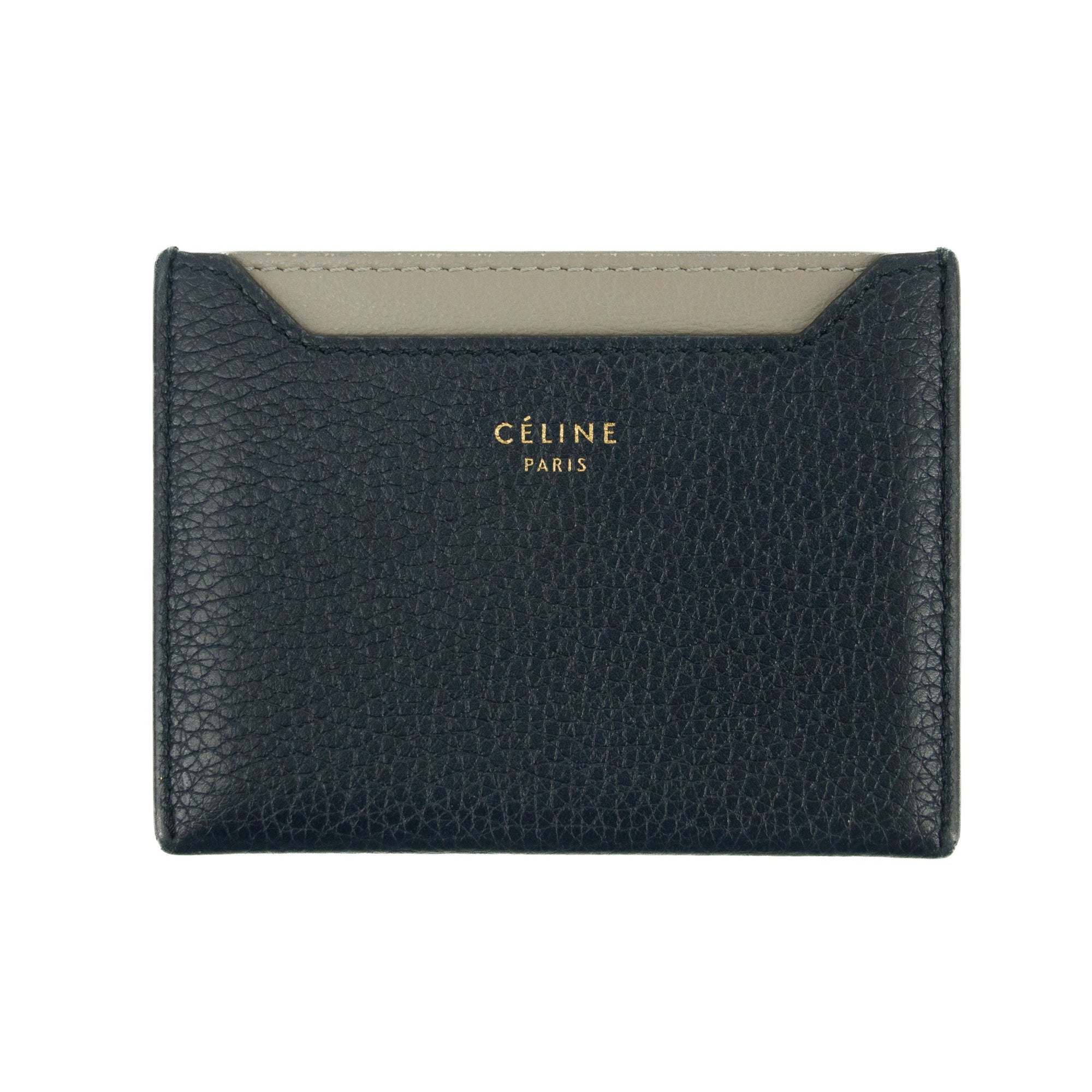 Celine Bicolor Blue / Grey Leather Card Case Holder Wallet 