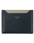 Celine Bicolor Blue / Grey Leather Card Case Holder Wallet 