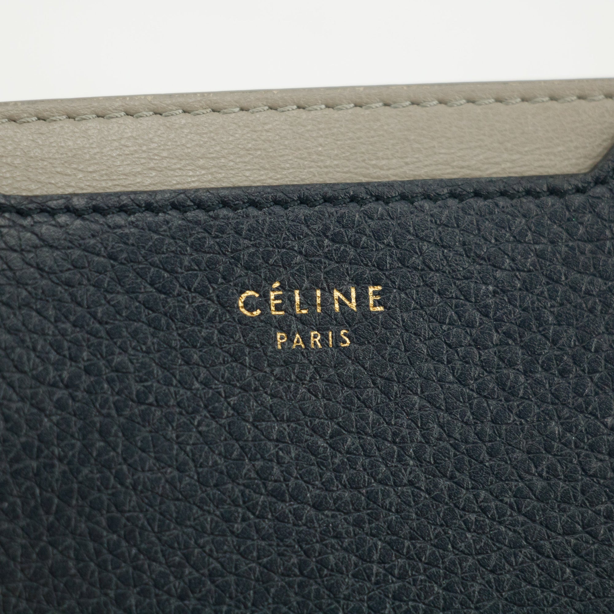 Celine Bicolor Blue / Grey Leather Card Case Holder Wallet 