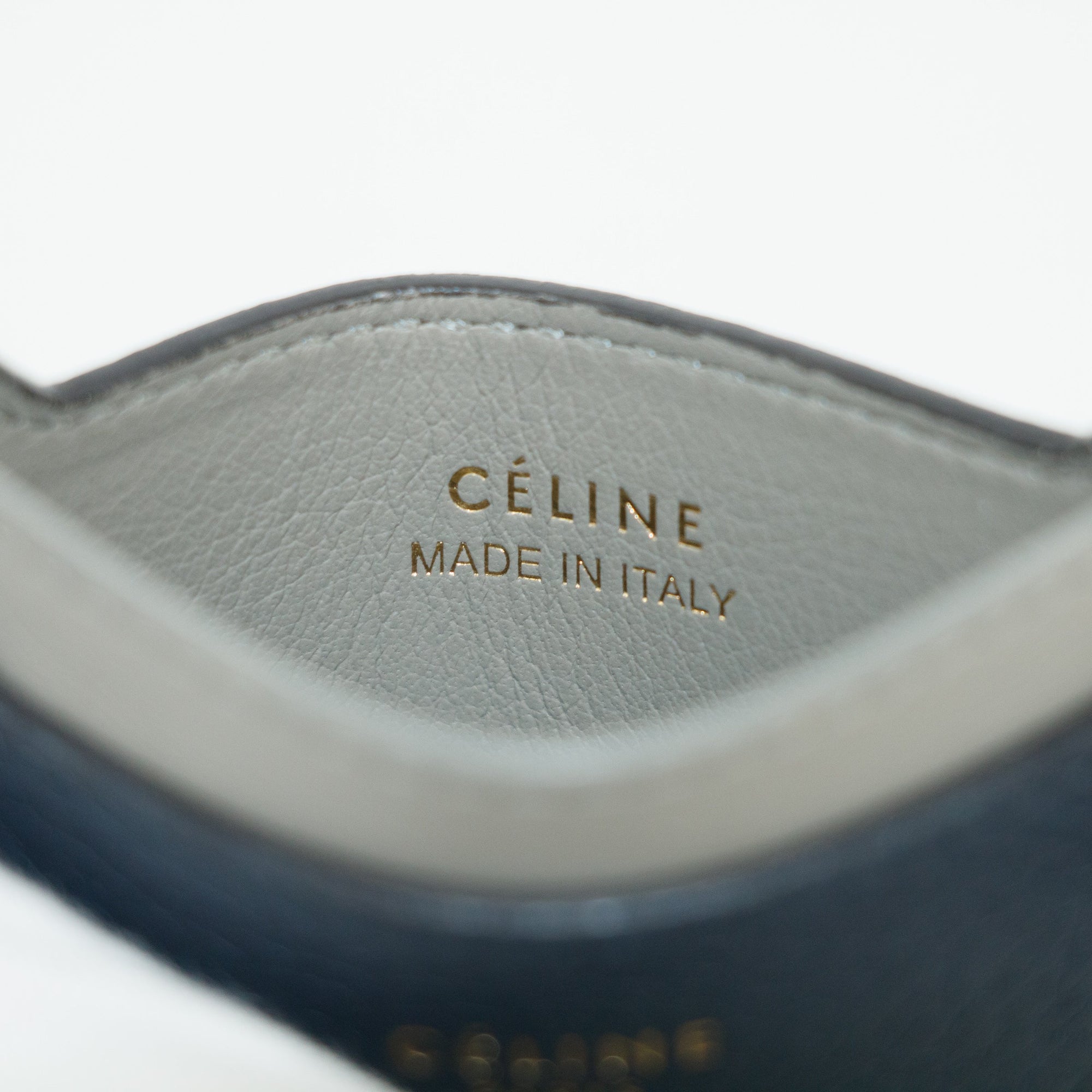 Celine Bicolor Blue / Grey Leather Card Case Holder Wallet 