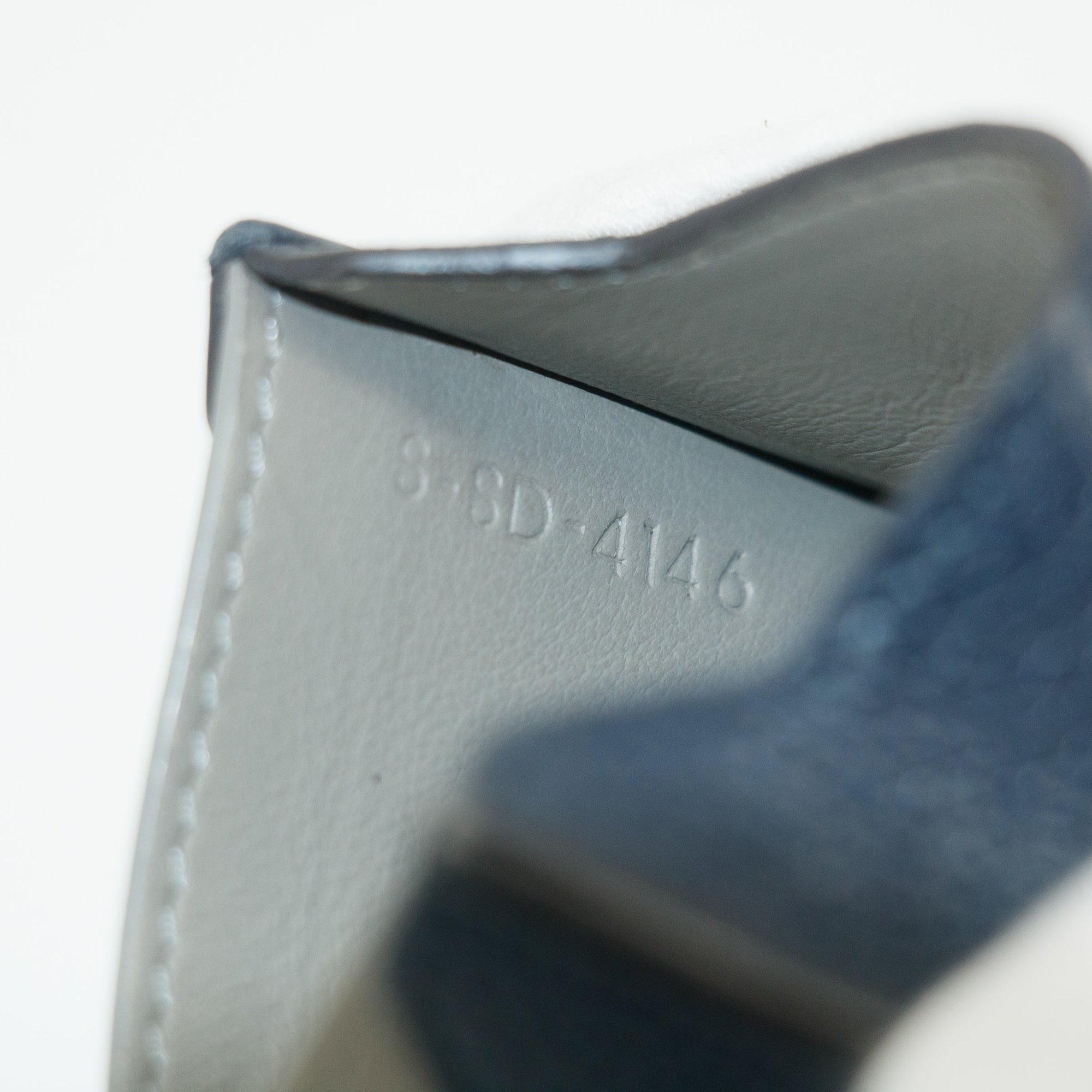 Celine Bicolor Blue / Grey Leather Card Case Holder Wallet 