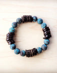 Natural American Turquoise and Wood Stretch Bracelet 811d