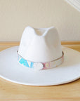 **Pastel Navajo Embossed Leather Hat Band w/ Turquoise Slab 950p