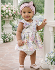 Dream Blossom Bamboo Baby Skirted Bodysuit-Watercolor Floral