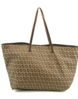 Fendi FF Zucchino Patter Beige Shoulder Bag