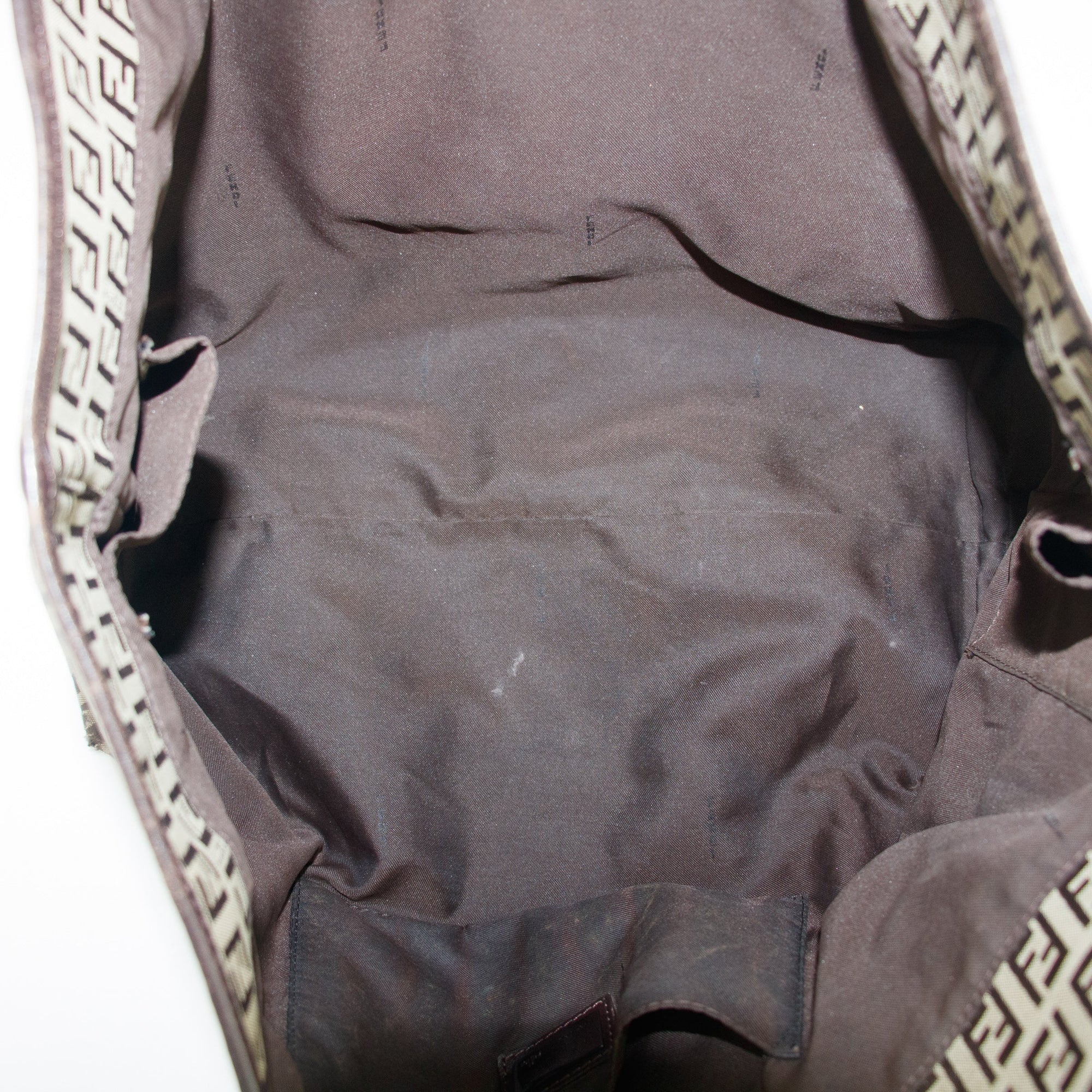 Fendi FF Zucchino Patter Beige Shoulder Bag