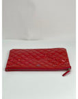 Chanel Patent Quilted Medium Cosmetic Case Dark Pink