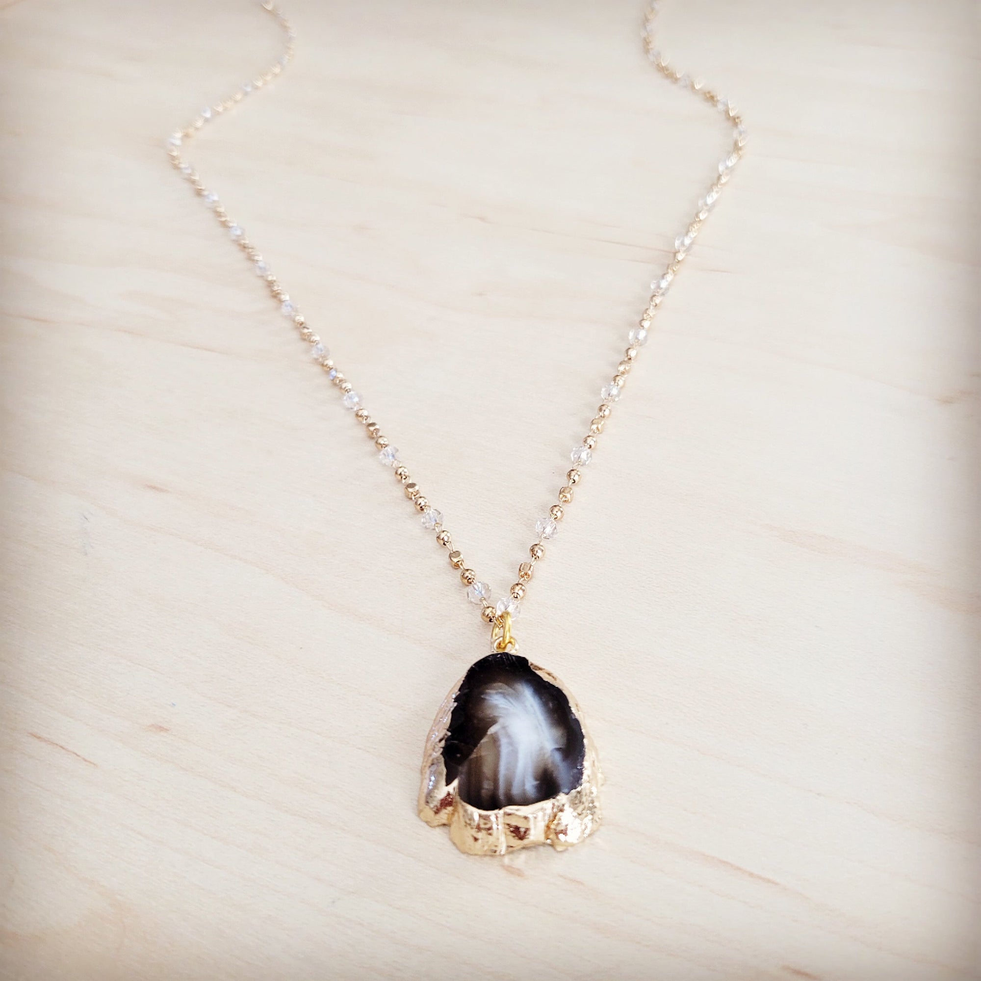 Gilded Black Agate Necklace 257ma