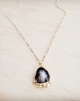 Gilded Black Agate Necklace 257ma