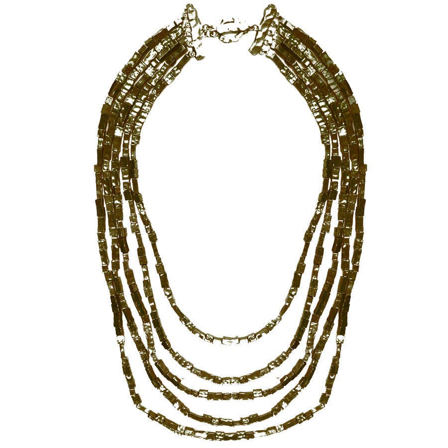 Multi layer statement necklace in gold or silver