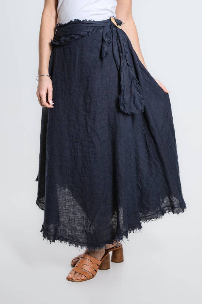 Tina Stephens Maureen Diagonal High Low Linen Skirt SS104