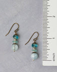 Roman Glass, Aquamarine and Czech Glass Earrings