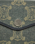 Celine Triomphe Canvas Blue and Grey Fine Strap Wallet 