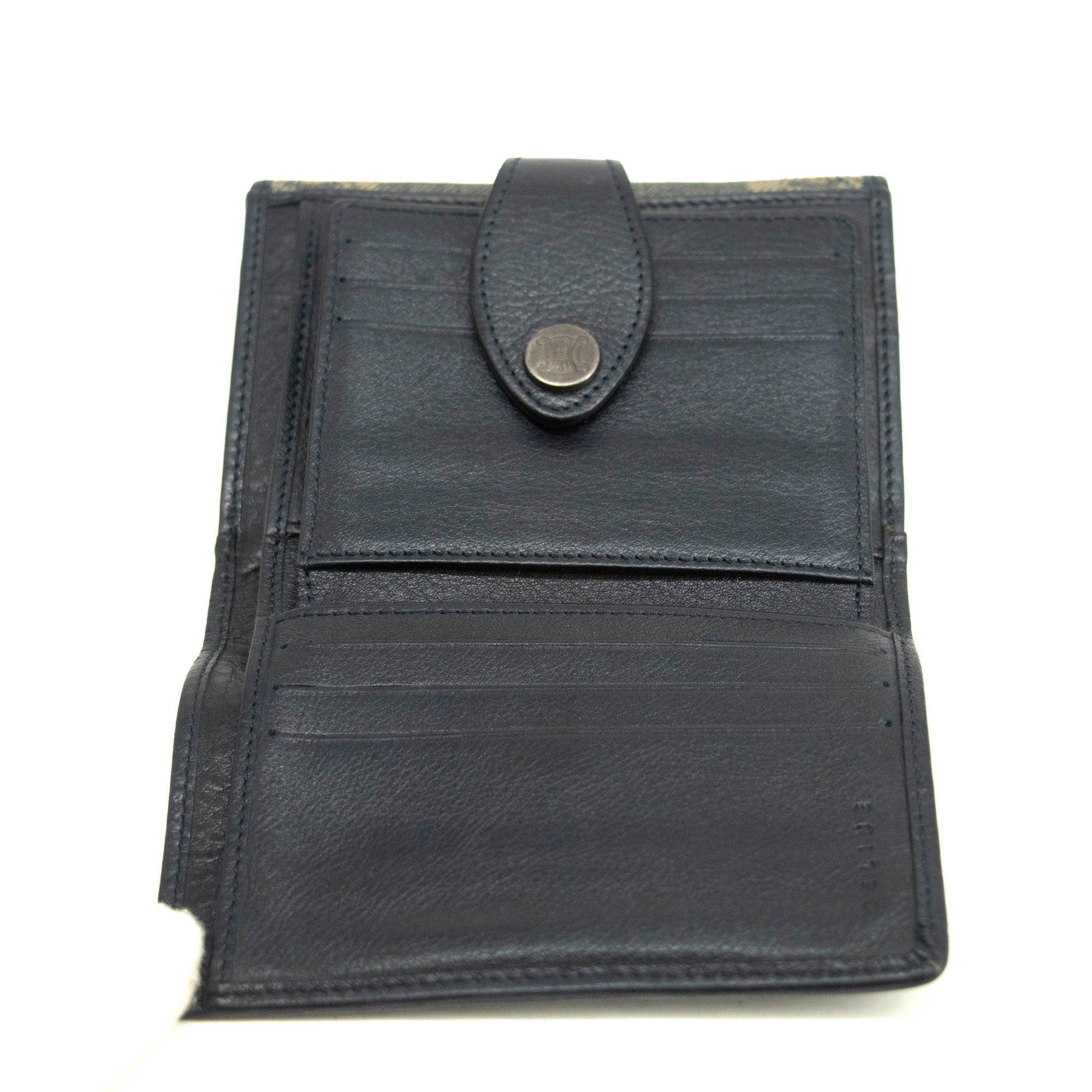 Celine Triomphe Canvas Blue and Grey Fine Strap Wallet 