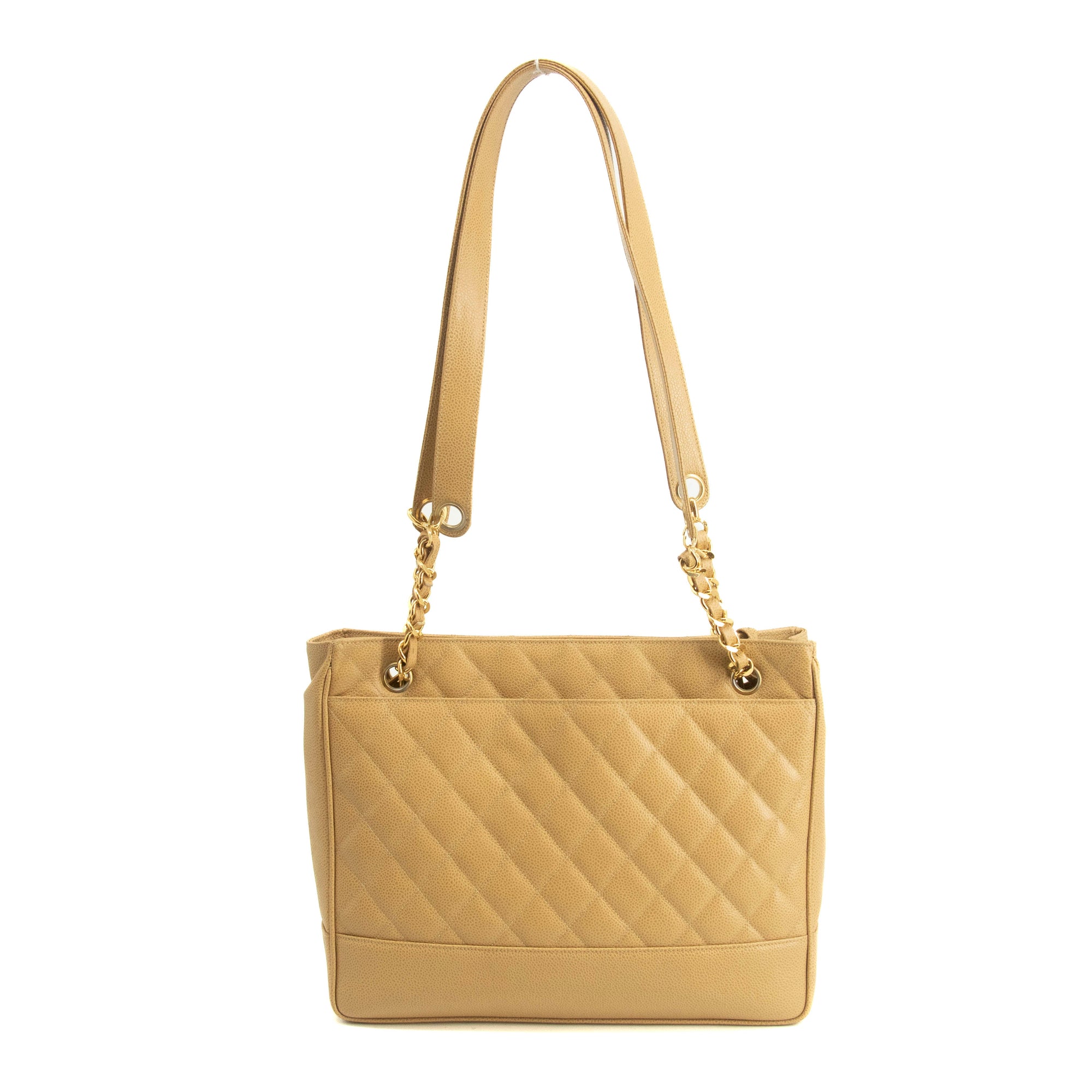 Chanel Beige Caviar Skin Quilted Matelase Shoulder Bag 