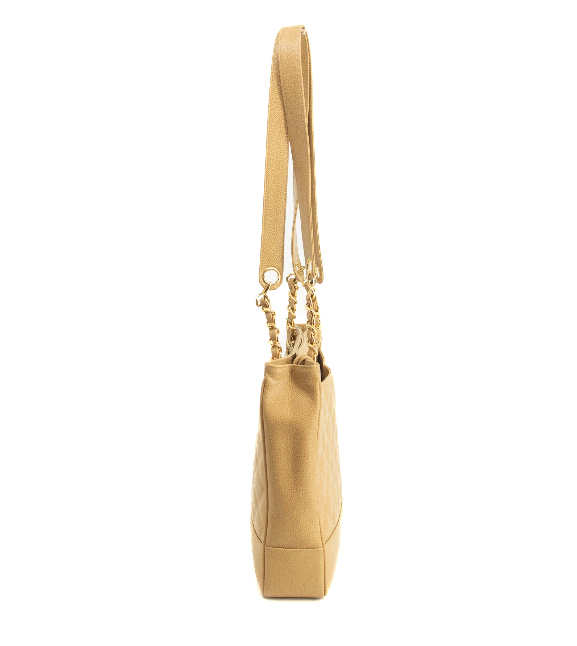 Chanel Beige Caviar Skin Quilted Matelase Shoulder Bag 